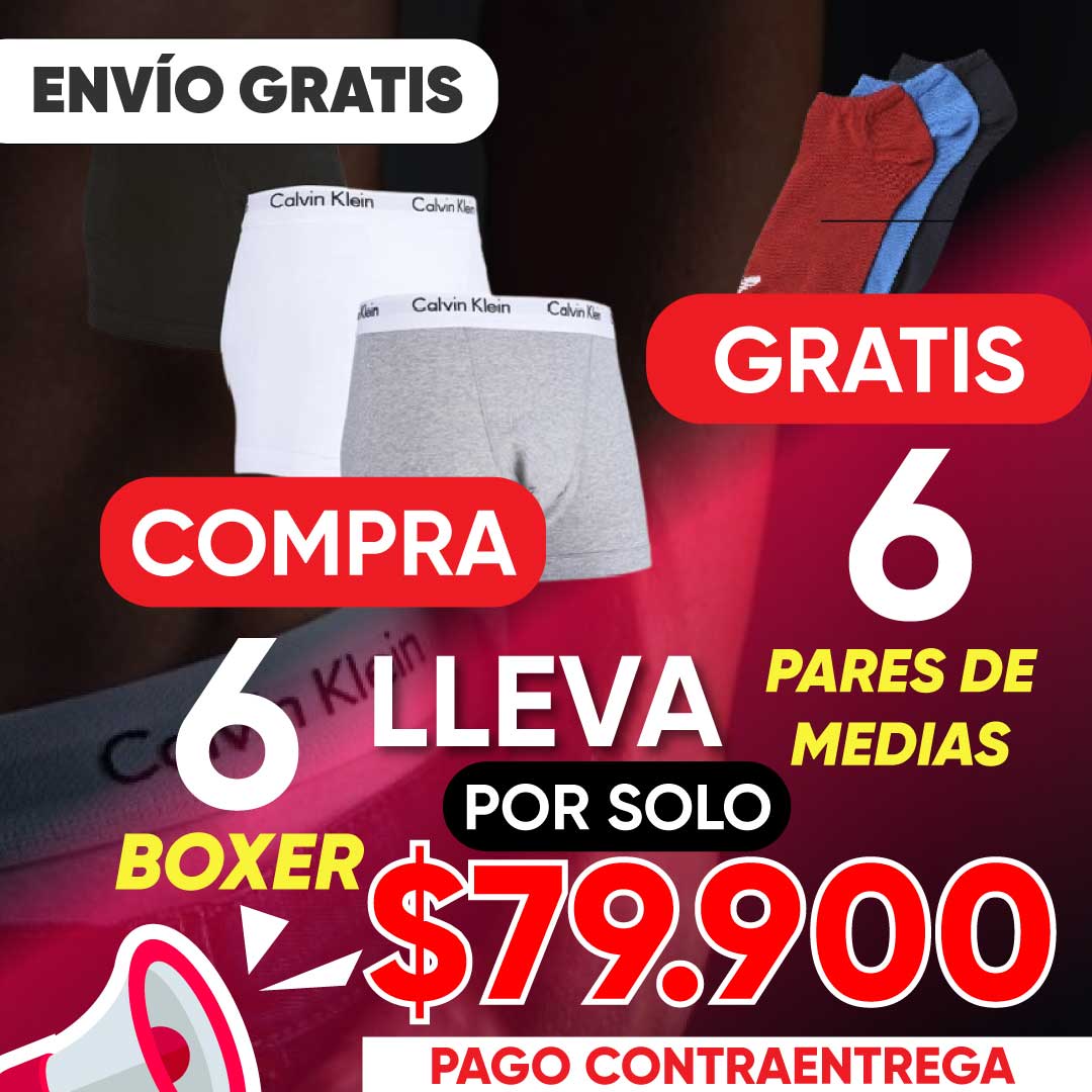 6 BOXER CK + 6 PARES DE MEDIAS 🎁
