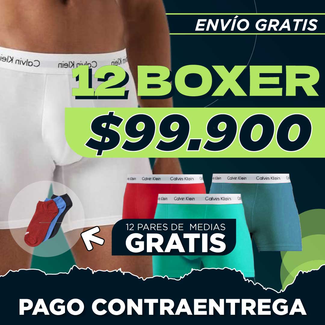 12 BOXER CK + 12 PARES DE MEDIAS 🎁