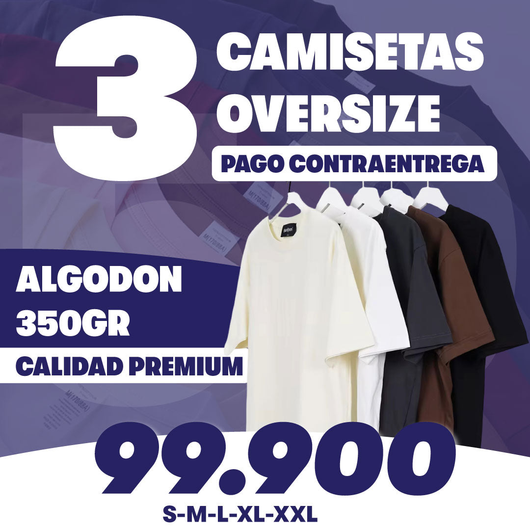 3 CAMISETAS OVERSIZE ALGODÓN 350GR 😍