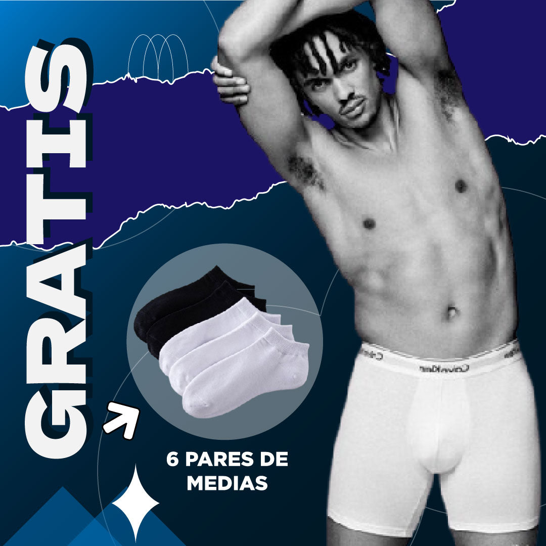 6 BOXER CK + 6 PARES DE MEDIAS