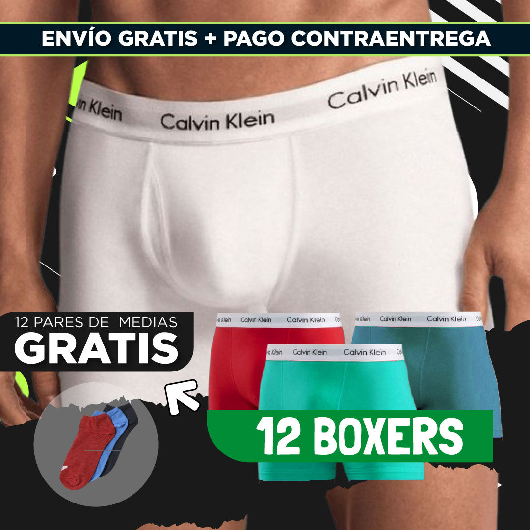12 BOXER CK + 12 PARES DE MEDIAS 🎁